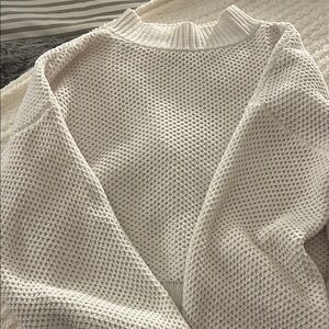 Hollister Cream Waffle Knit Crew Sweater